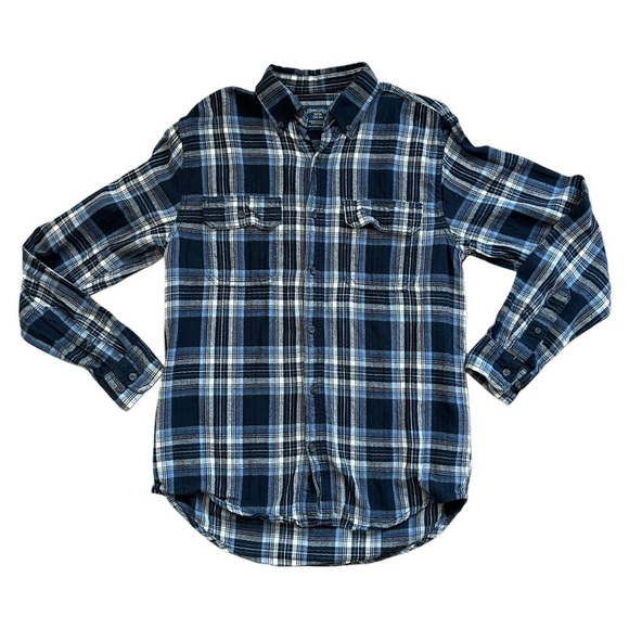 Faded Glory Other - Faded Glory Flannel Navy White Plaid Button Down Shirt Size Small (34-36)